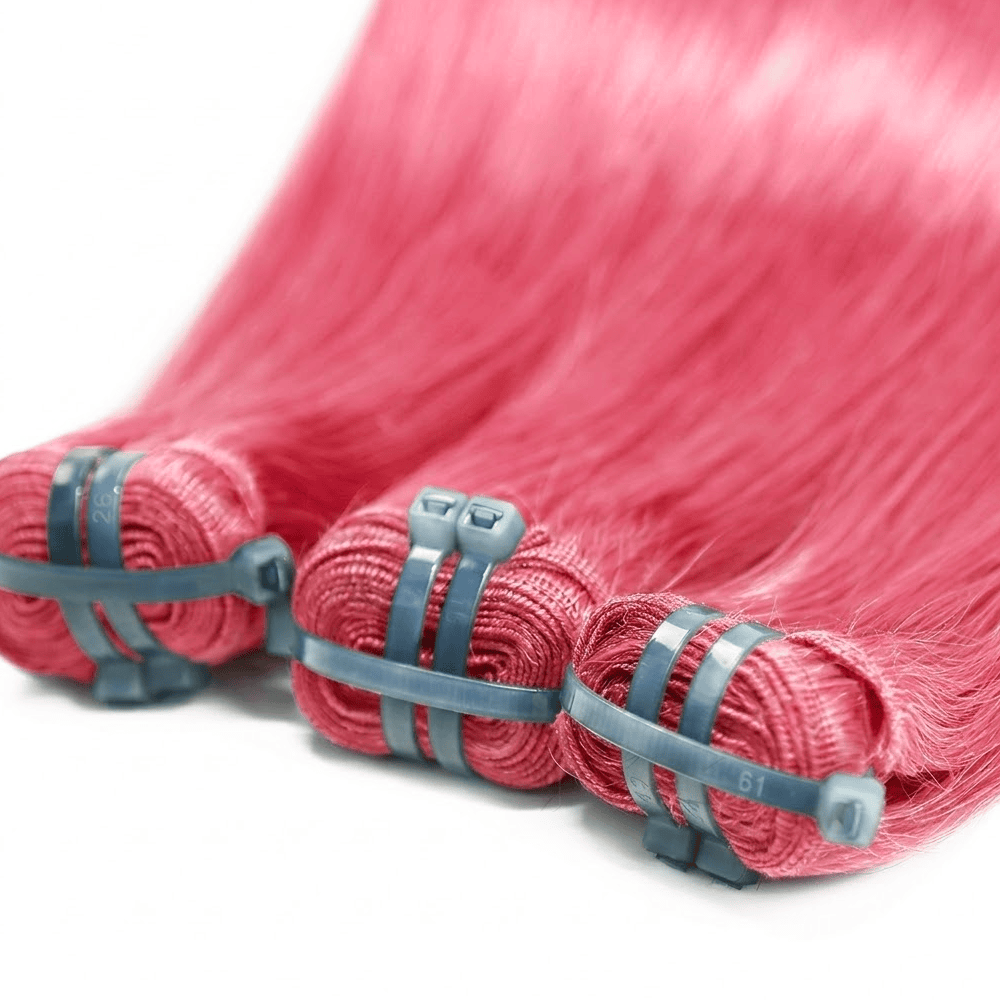 Hair Weft Luxury Natural Straight  — 100% Virgin Human Hair Extensions pink LINKTOWIG