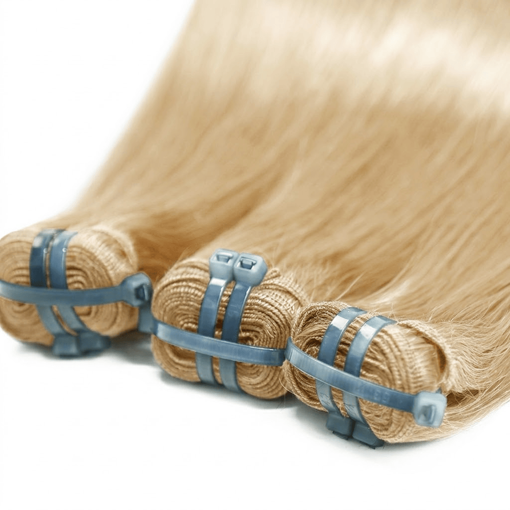 Hair Weft Luxury Natural Straight  — 100% Virgin Human Hair Extensions Platinum Blonde LINKTOWIG