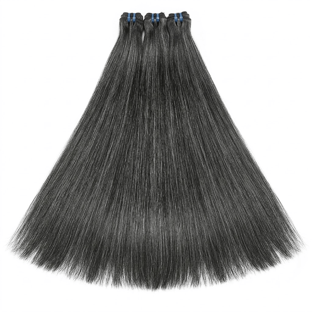 Hair Weft Luxury Natural Straight  — 100% Virgin Human Hair Extensions Silver Grey LINKTOWIG