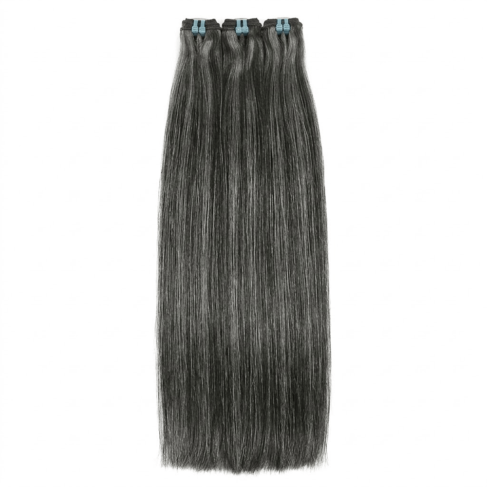Hair Weft Luxury Natural Straight  — 100% Virgin Human Hair Extensions Silver Grey LINKTOWIG