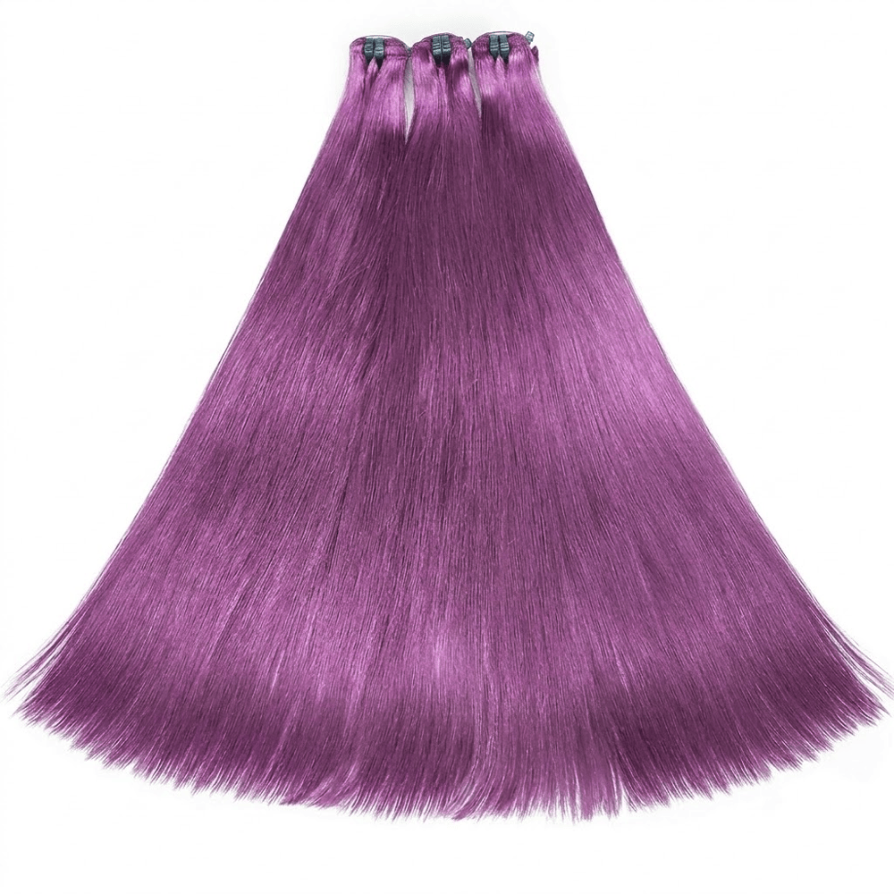 Hair Weft Luxury Natural Straight  — 100% Virgin Human Hair Extensions Violet Purple LINKTOWIG
