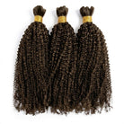 Kinky Curly 100% Raw Virgin  Human Hair Bundles - (No Weft) Bulk Hair  3 Bundles / aramel Balayage Highlights LINKTOWIG