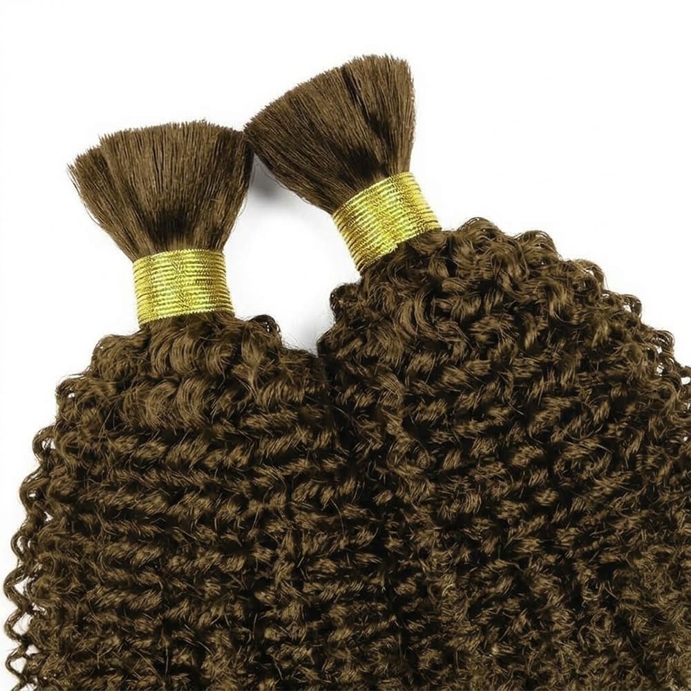 Kinky Curly 100% Raw Virgin  Human Hair Bundles - (No Weft) Bulk Hair  3 Bundles / Ash Brown LINKTOWIG