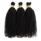 Kinky Curly 100% Raw Virgin  Human Hair Bundles - (No Weft) Bulk Hair  3 Bundles / Black LINKTOWIG