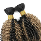 Kinky Curly 100% Raw Virgin  Human Hair Bundles - (No Weft) Bulk Hair  3 Bundles / Black and grey blended highlights LINKTOWIG