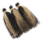 Kinky Curly 100% Raw Virgin  Human Hair Bundles - (No Weft) Bulk Hair  3 Bundles / Black and grey blended highlights LINKTOWIG