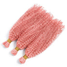 Kinky Curly 100% Raw Virgin  Human Hair Bundles - (No Weft) Bulk Hair  3 Bundles / Bubblegum Pink LINKTOWIG