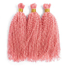 Kinky Curly 100% Raw Virgin  Human Hair Bundles - (No Weft) Bulk Hair  3 Bundles / Bubblegum Pink LINKTOWIG