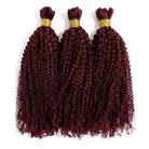 Kinky Curly 100% Raw Virgin  Human Hair Bundles - (No Weft) Bulk Hair  3 Bundles / Burgundy LINKTOWIG
