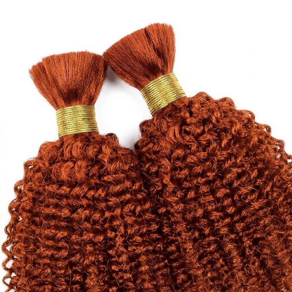 Kinky Curly 100% Raw Virgin  Human Hair Bundles - (No Weft) Bulk Hair  3 Bundles / Copper Orange LINKTOWIG