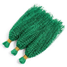 Kinky Curly 100% Raw Virgin  Human Hair Bundles - (No Weft) Bulk Hair  3 Bundles / Dark Emerald Green LINKTOWIG