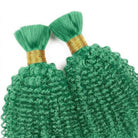 Kinky Curly 100% Raw Virgin  Human Hair Bundles - (No Weft) Bulk Hair  3 Bundles / Dark Emerald Green LINKTOWIG