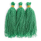 Kinky Curly 100% Raw Virgin  Human Hair Bundles - (No Weft) Bulk Hair  3 Bundles / Dark Emerald Green LINKTOWIG