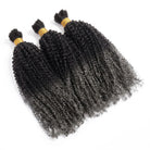Kinky Curly 100% Raw Virgin  Human Hair Bundles - (No Weft) Bulk Hair  3 Bundles / Dark Roots LINKTOWIG