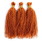 Kinky Curly 100% Raw Virgin  Human Hair Bundles - (No Weft) Bulk Hair  3 Bundles / Ginger Orange LINKTOWIG