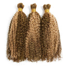 Kinky Curly 100% Raw Virgin  Human Hair Bundles - (No Weft) Bulk Hair  3 Bundles / Honey Brown LINKTOWIG