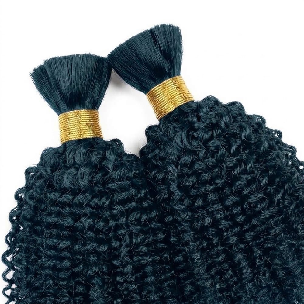 Kinky Curly 100% Raw Virgin  Human Hair Bundles - (No Weft) Bulk Hair  3 Bundles / Midnight Blue LINKTOWIG