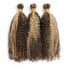 Kinky Curly 100% Raw Virgin  Human Hair Bundles - (No Weft) Bulk Hair  3 Bundles / Piano Highlight Silver Grey LINKTOWIG