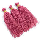 Kinky Curly 100% Raw Virgin  Human Hair Bundles - (No Weft) Bulk Hair  3 Bundles / pink LINKTOWIG