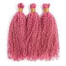 Kinky Curly 100% Raw Virgin  Human Hair Bundles - (No Weft) Bulk Hair  3 Bundles / pink LINKTOWIG