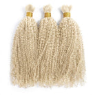Kinky Curly 100% Raw Virgin  Human Hair Bundles - (No Weft) Bulk Hair  3 Bundles / Platinum Blonde LINKTOWIG