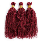 Kinky Curly 100% Raw Virgin  Human Hair Bundles - (No Weft) Bulk Hair  3 Bundles / Ruby Red LINKTOWIG