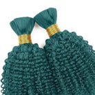 Kinky Curly 100% Raw Virgin  Human Hair Bundles - (No Weft) Bulk Hair  3 Bundles / Teal Green LINKTOWIG