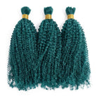 Kinky Curly 100% Raw Virgin  Human Hair Bundles - (No Weft) Bulk Hair  3 Bundles / Teal Green LINKTOWIG