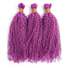 Kinky Curly 100% Raw Virgin  Human Hair Bundles - (No Weft) Bulk Hair  3 Bundles / Violet Purple LINKTOWIG