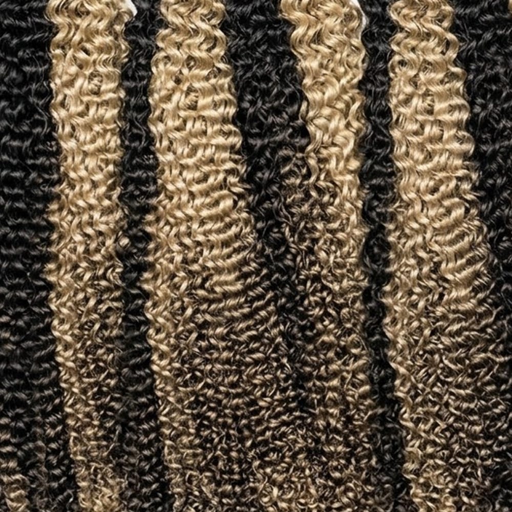 Kinky Curly Hair Bundles / Feather Hair Extensions — 100% Virgin Human Hair / Black and grey blended highlights LINKTOWIG
