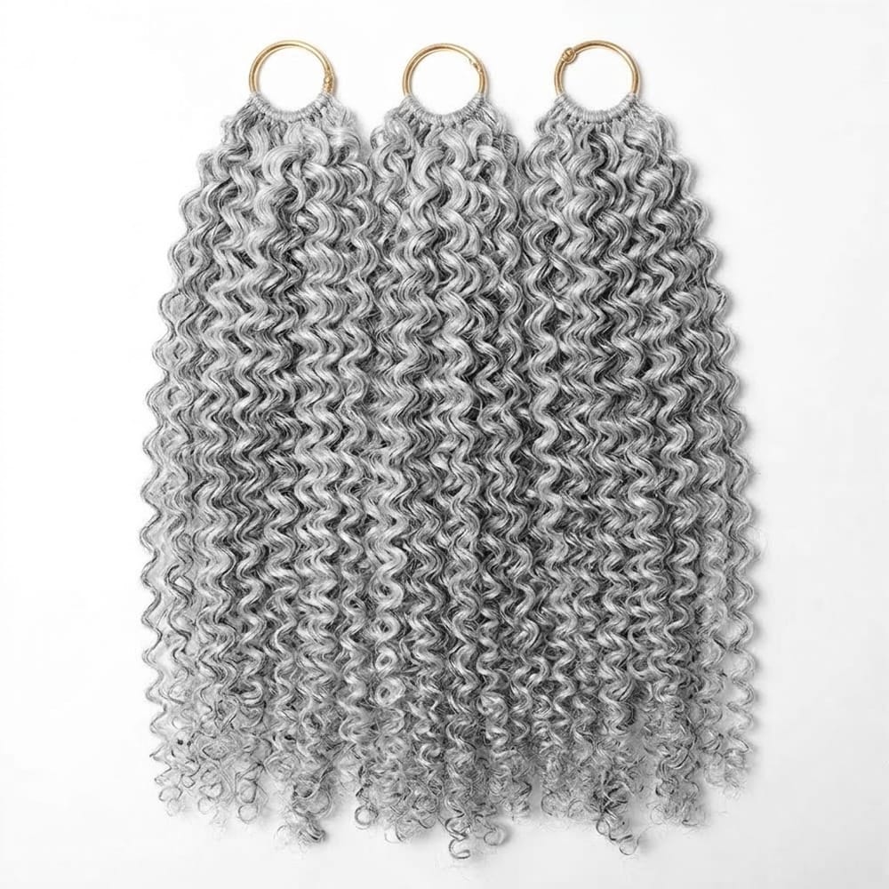 Kinky Curly Hair Bundles / Feather Hair Extensions — 100% Virgin Human Hair / Charcoal Grey LINKTOWIG