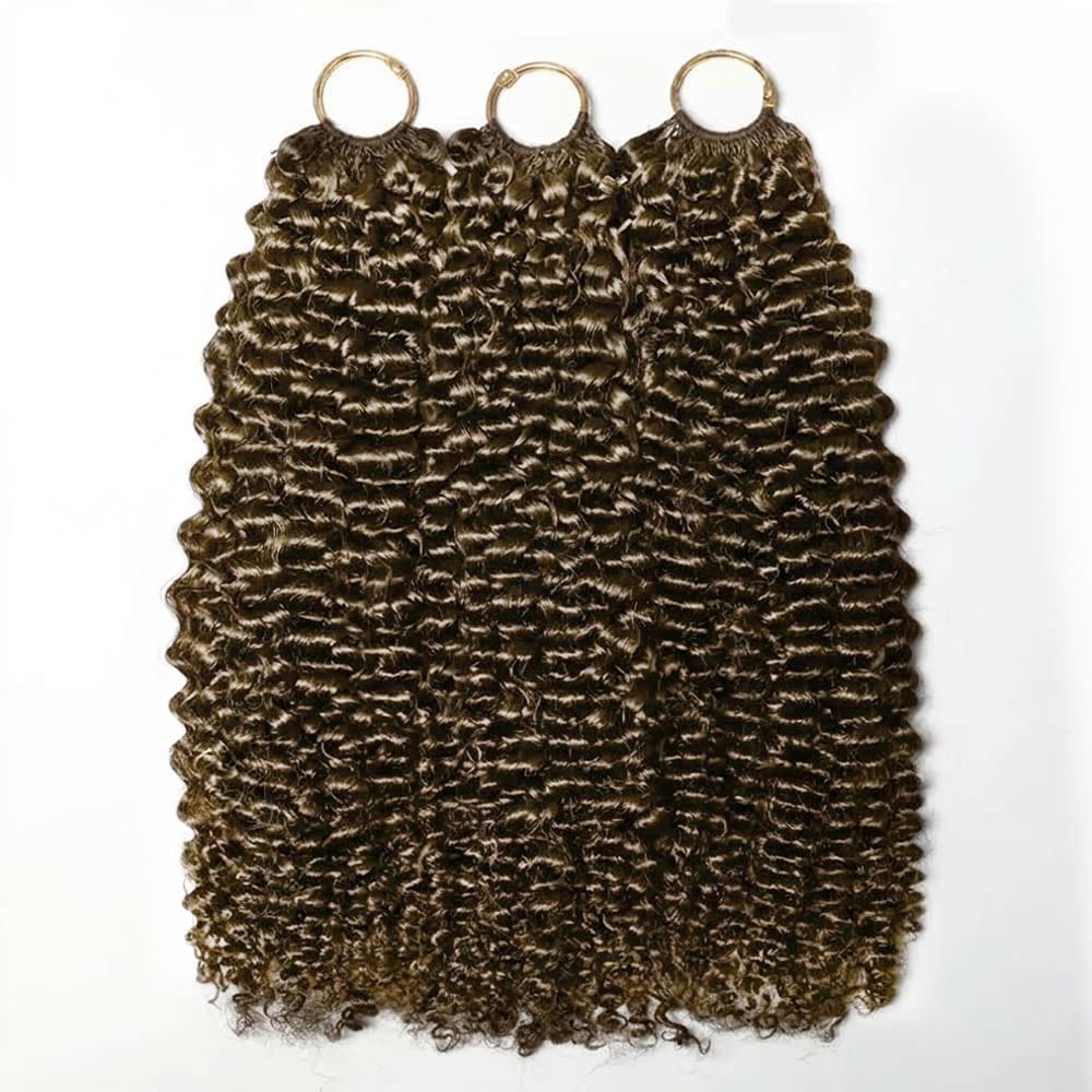 Kinky Curly Hair Bundles / Feather Hair Extensions — 100% Virgin Human Hair / Chocolate Brown LINKTOWIG