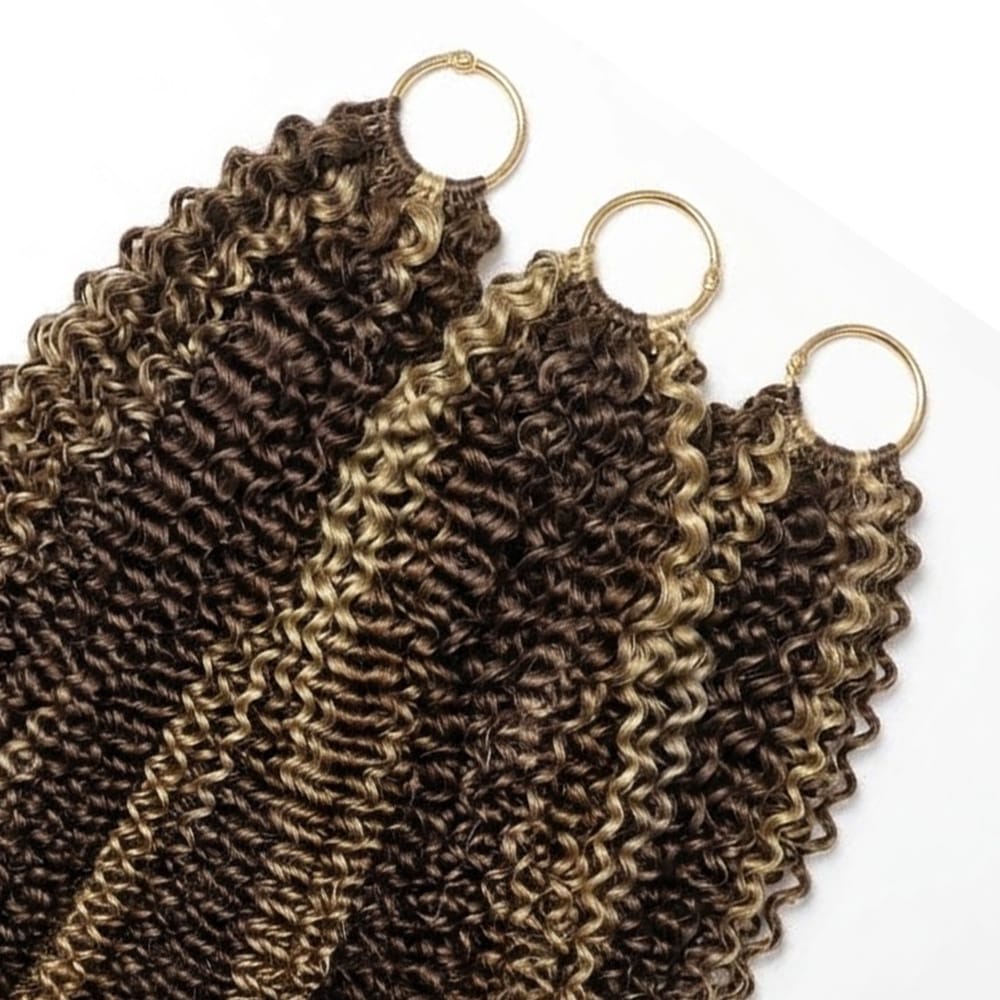 Kinky Curly Hair Bundles / Feather Hair Extensions — 100% Virgin Human Hair / Chocolate Brown LINKTOWIG