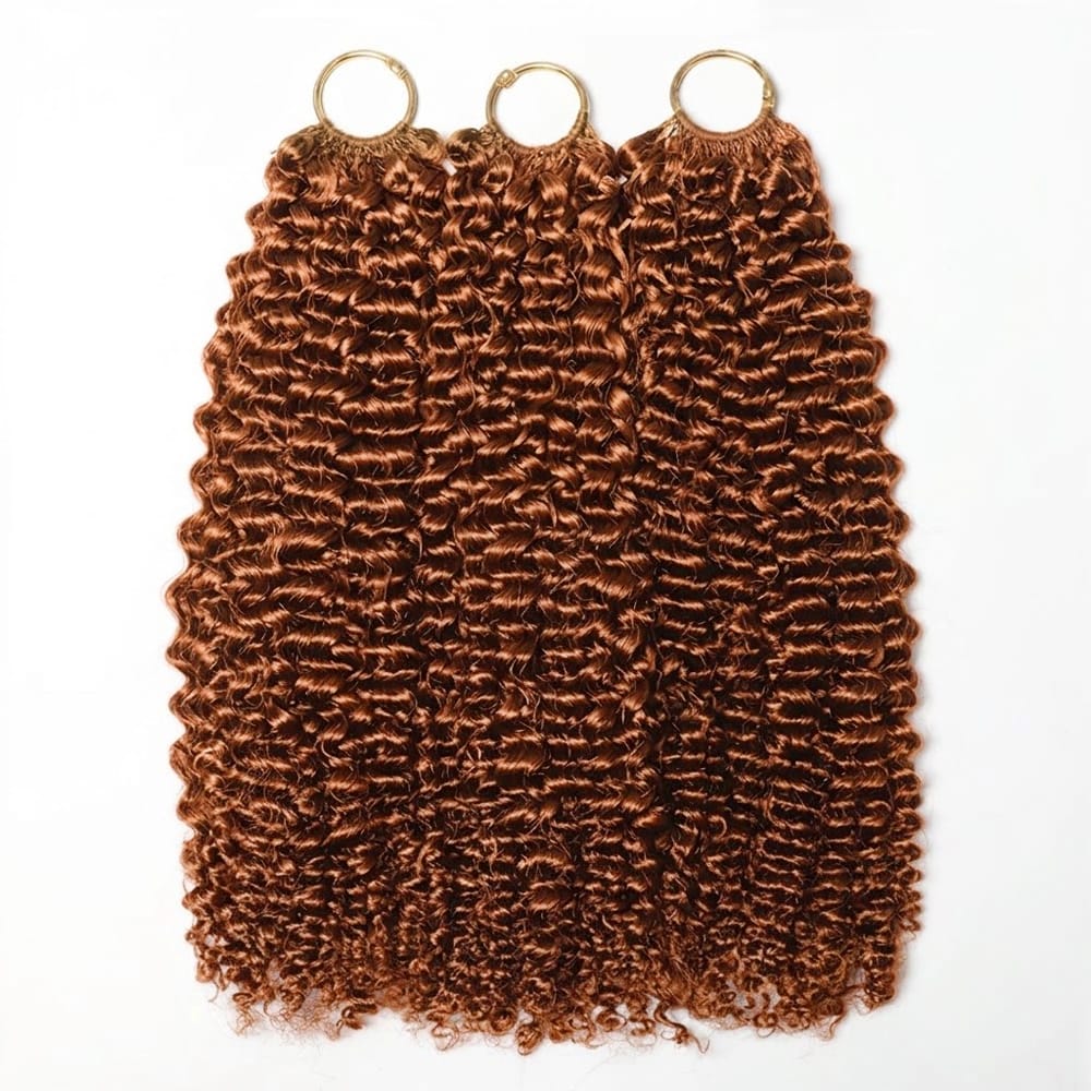 Kinky Curly Hair Bundles / Feather Hair Extensions — 100% Virgin Human Hair / Copper Orange LINKTOWIG