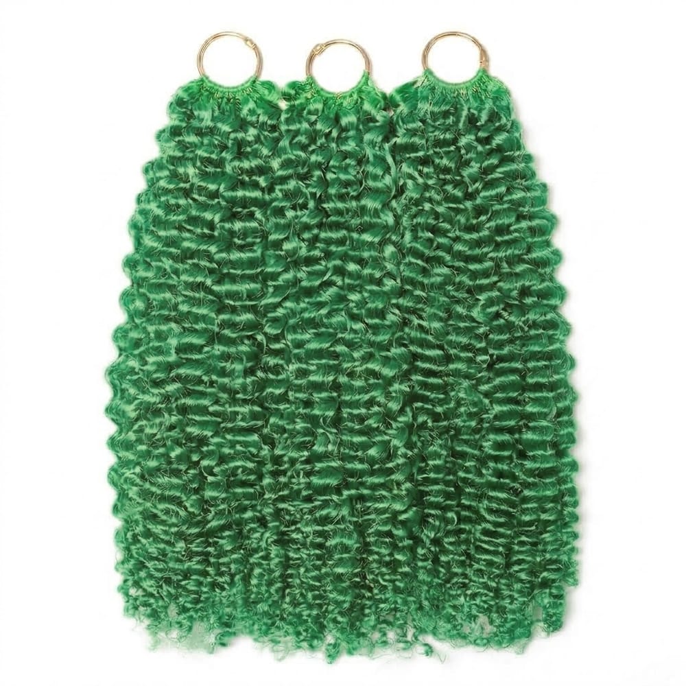 Kinky Curly Hair Bundles / Feather Hair Extensions — 100% Virgin Human Hair / Dark Emerald Green LINKTOWIG