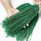Kinky Curly Hair Bundles / Feather Hair Extensions — 100% Virgin Human Hair / Dark Emerald Green LINKTOWIG