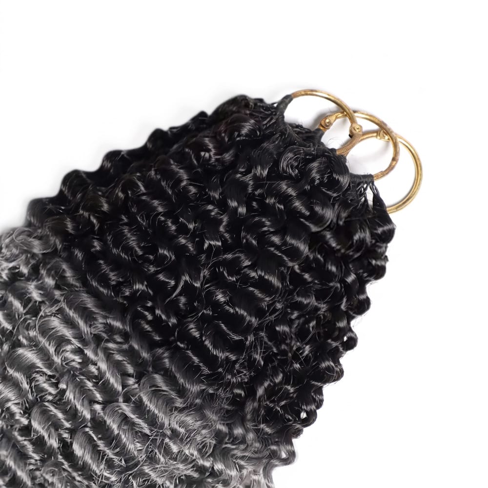 Kinky Curly Hair Bundles / Feather Hair Extensions — 100% Virgin Human Hair / Dark Roots LINKTOWIG