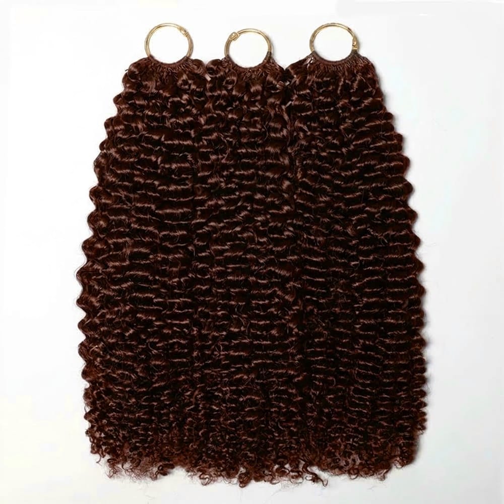 Kinky Curly Hair Bundles / Feather Hair Extensions — 100% Virgin Human Hair / Espresso Brown LINKTOWIG