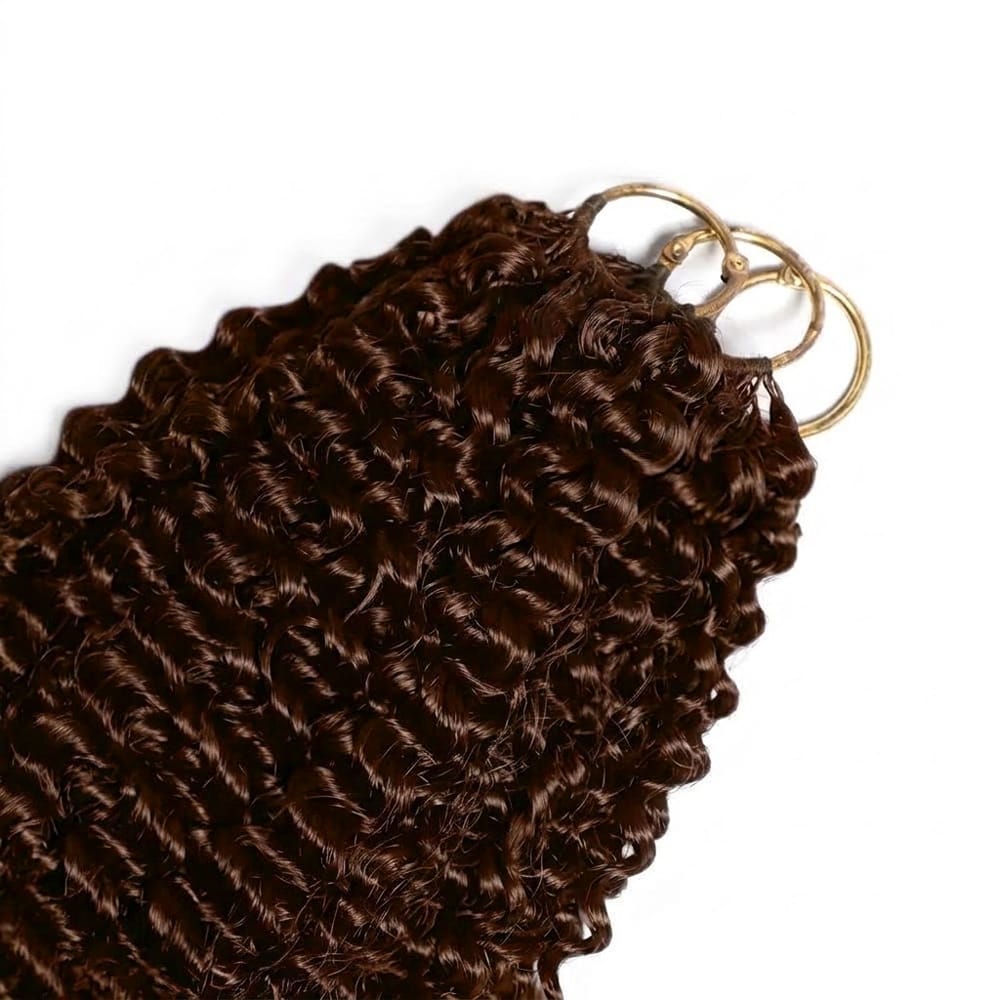 Kinky Curly Hair Bundles / Feather Hair Extensions — 100% Virgin Human Hair / Espresso Brown LINKTOWIG