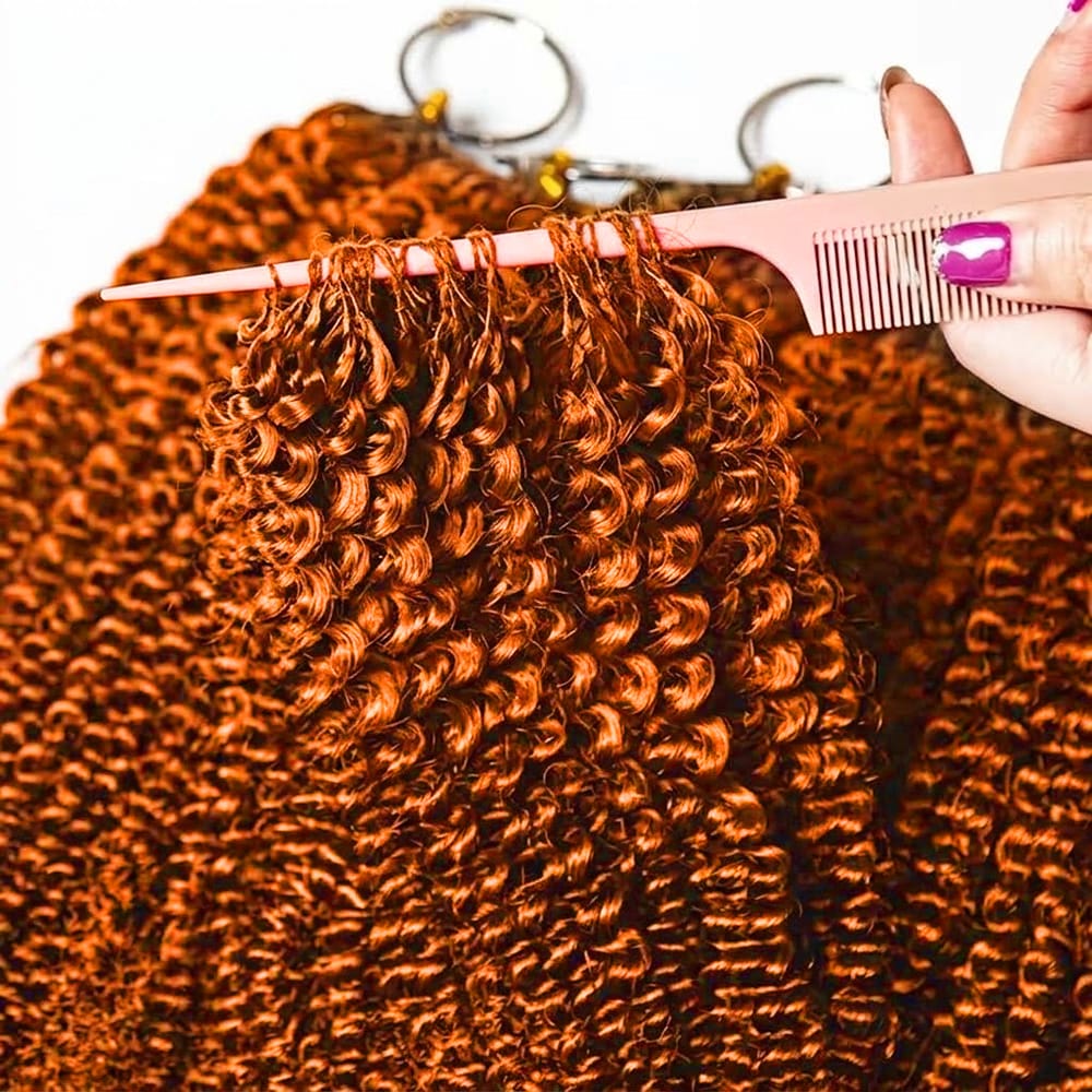 Kinky Curly Hair Bundles / Feather Hair Extensions — 100% Virgin Human Hair / Ginger Orange LINKTOWIG