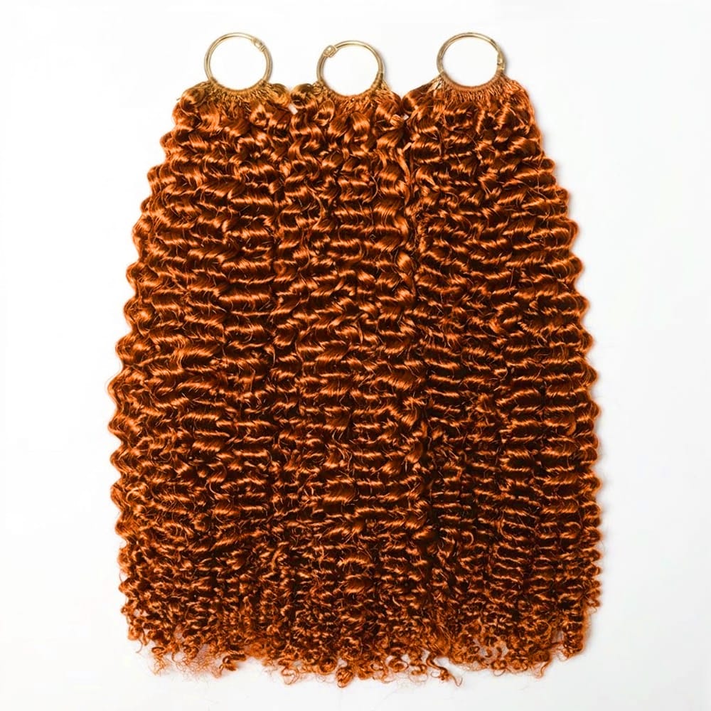 Kinky Curly Hair Bundles / Feather Hair Extensions — 100% Virgin Human Hair / Ginger Orange LINKTOWIG
