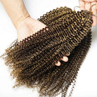 Kinky Curly Hair Bundles / Feather Hair Extensions — 100% Virgin Human Hair / Honey Brown LINKTOWIG