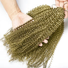 Kinky Curly Hair Bundles / Feather Hair Extensions — 100% Virgin Human Hair / Olive Green Blonde LINKTOWIG