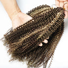 Kinky Curly Hair Bundles / Feather Hair Extensions — 100% Virgin Human Hair / Piano Highlight Silver Grey LINKTOWIG