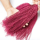 Kinky Curly Hair Bundles / Feather Hair Extensions — 100% Virgin Human Hair / pink LINKTOWIG