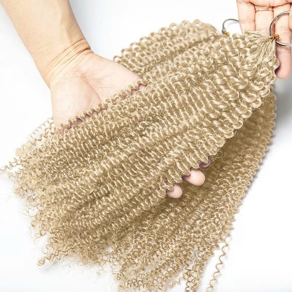 Kinky Curly Hair Bundles / Feather Hair Extensions — 100% Virgin Human Hair / Platinum Blonde LINKTOWIG