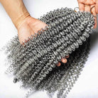 Kinky Curly Hair Bundles / Feather Hair Extensions — 100% Virgin Human Hair / Silver Grey LINKTOWIG