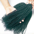 Kinky Curly Hair Bundles / Feather Hair Extensions — 100% Virgin Human Hair / Teal Green LINKTOWIG