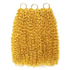 Kinky Curly Hair Bundles / Feather Hair Extensions — 100% Virgin Human Hair / Yellow LINKTOWIG