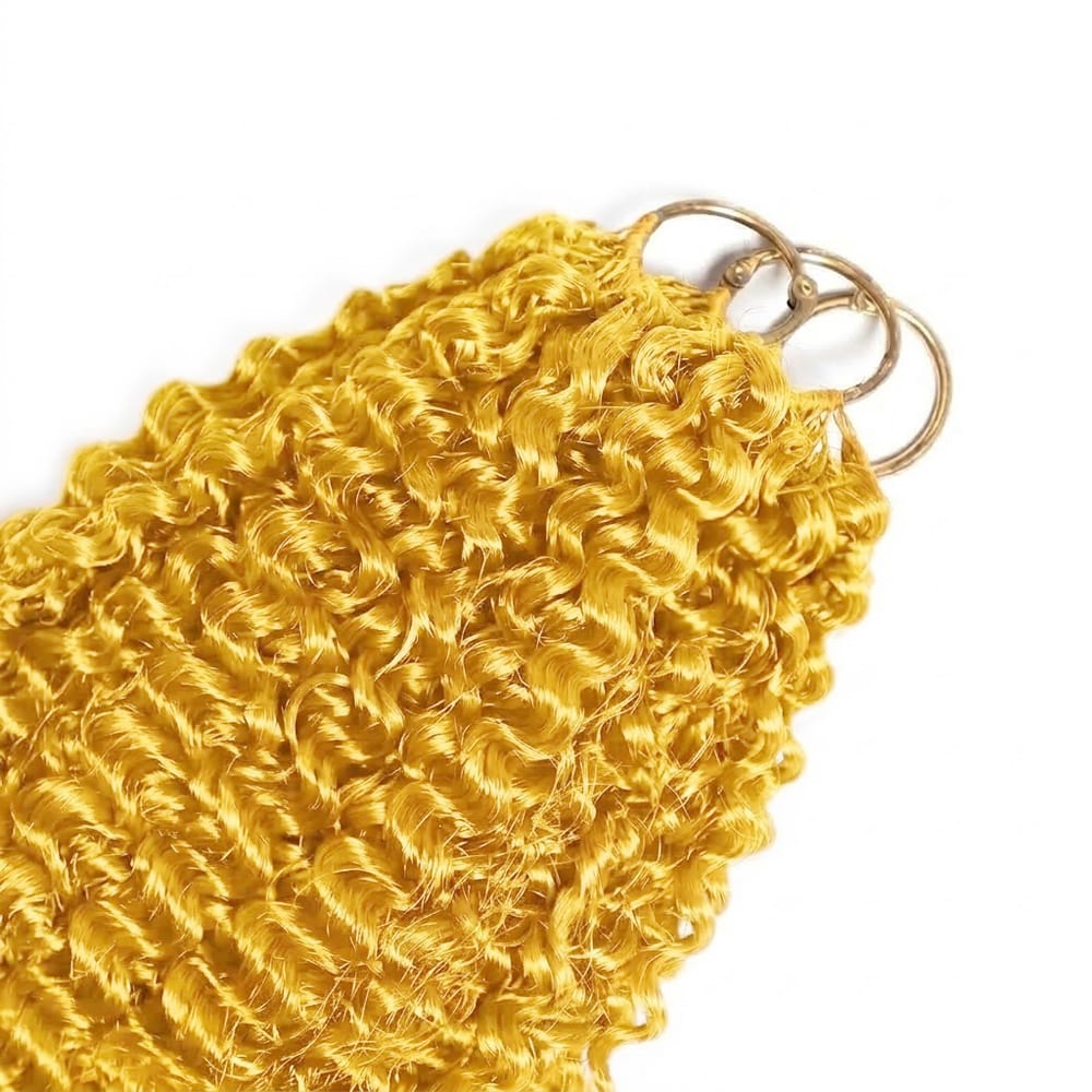Kinky Curly Hair Bundles / Feather Hair Extensions — 100% Virgin Human Hair / Yellow LINKTOWIG